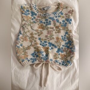 Zara Floral Knit Sweater Vest